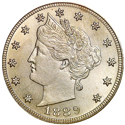 1889 US nickel, five-cent coin