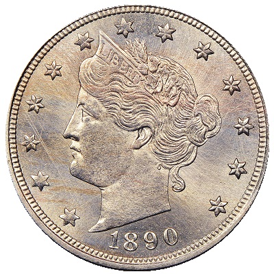 1890 US nickel, five-cent coin